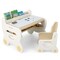 Kids Drawing Table and Chair Set with Watercolor Pens and Blackboard Eraser-Brown